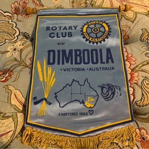 Vintage Dimboola Australia Rotary International Club Wall Hanging Banner Flag
